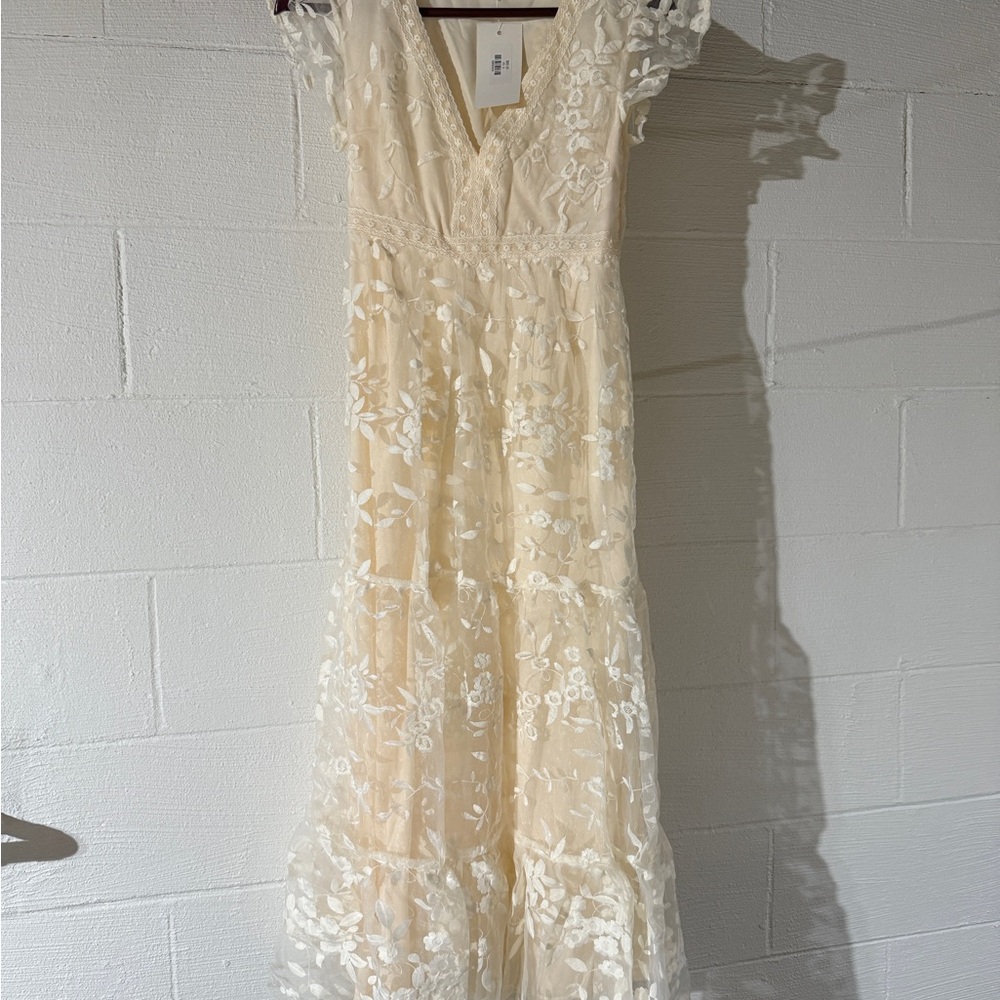 One Loved Babe “Beauty Beyond Compare” Cream Dress — XS | New With Tags